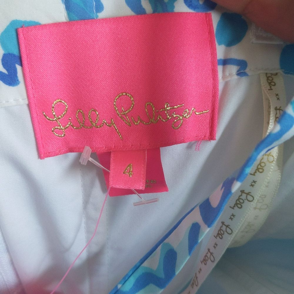 Lilly Pulitzer NWT Kenzie dress in resort white & blues, strapless option 4 - Picture 9 of 14